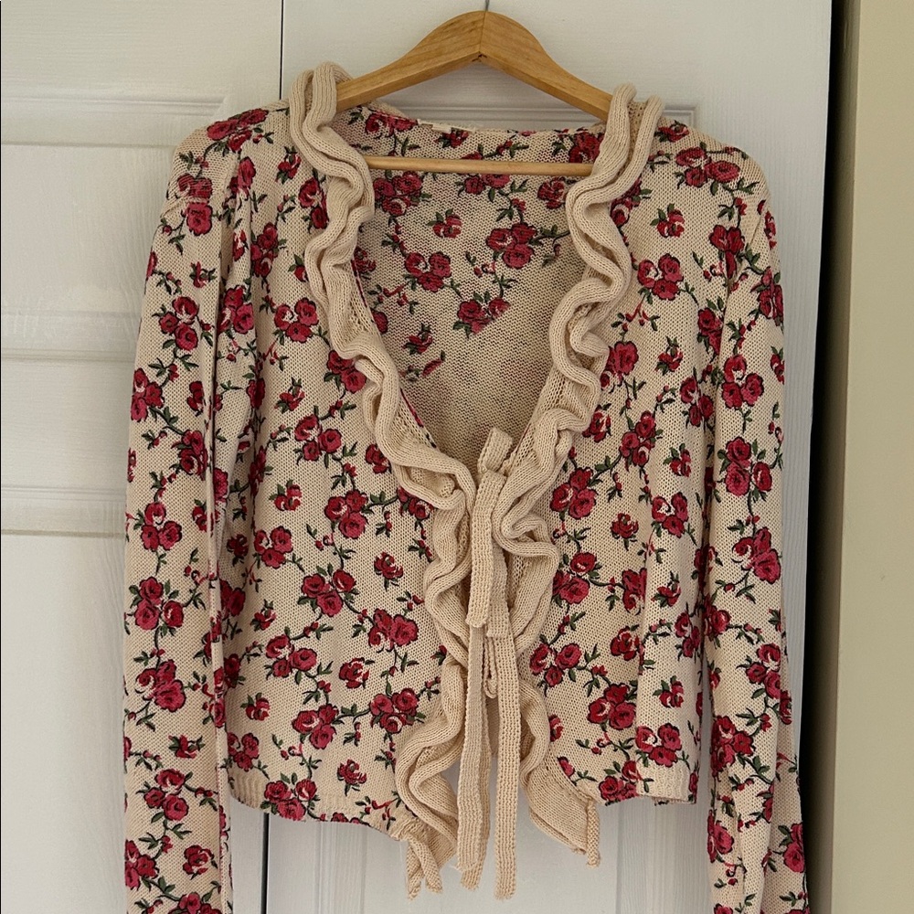 Floral Ruffle Cardigan